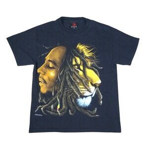 Y2K Bob Marley T Shirt Men's Medium Black Zion Rootswear‎ Lion Graphic
Reggae